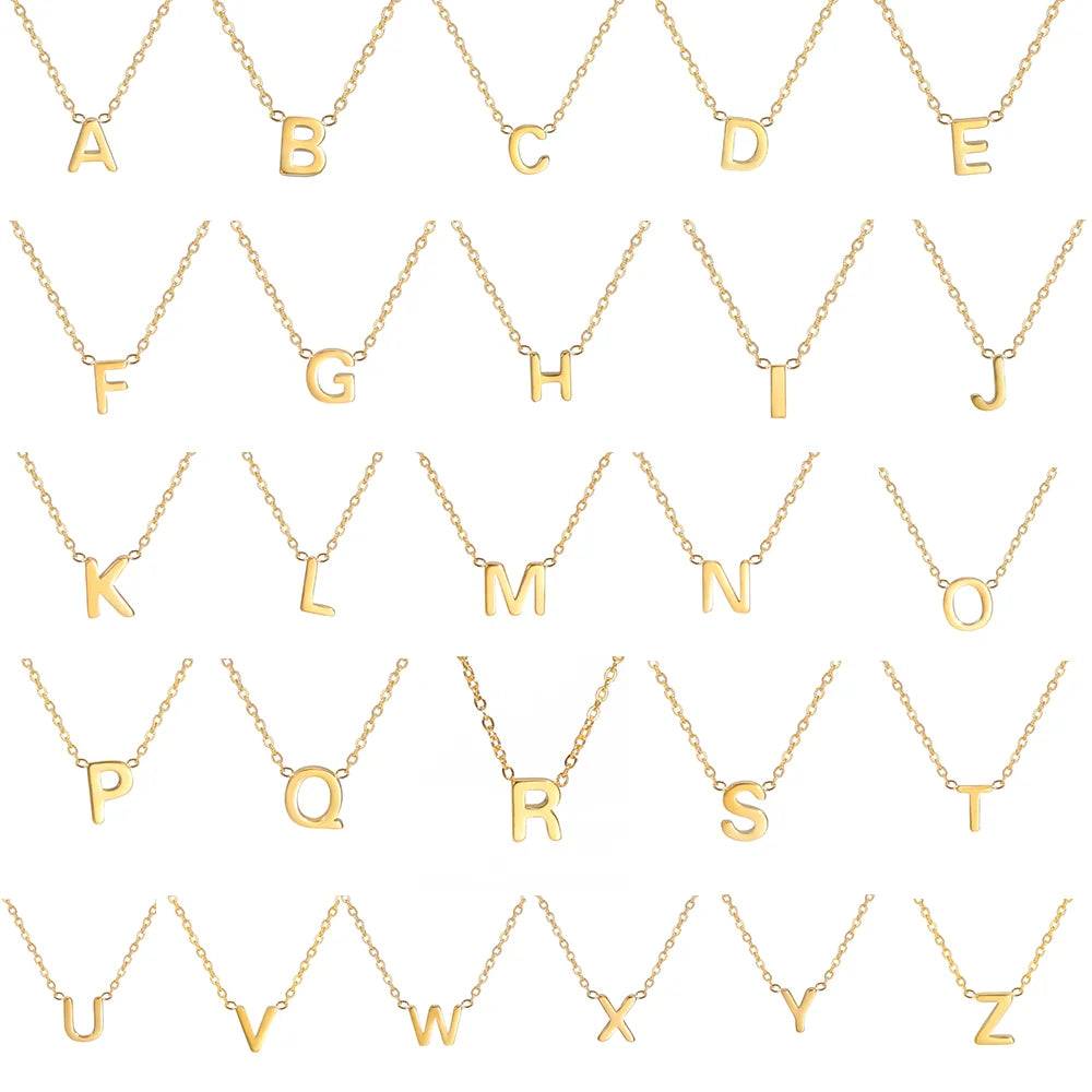 Cazador Minimalist Initial A-Z Letter Necklace for Women Alphabet Stainless Steel Choker Chains Jewelry Birthday Gift Wholesale