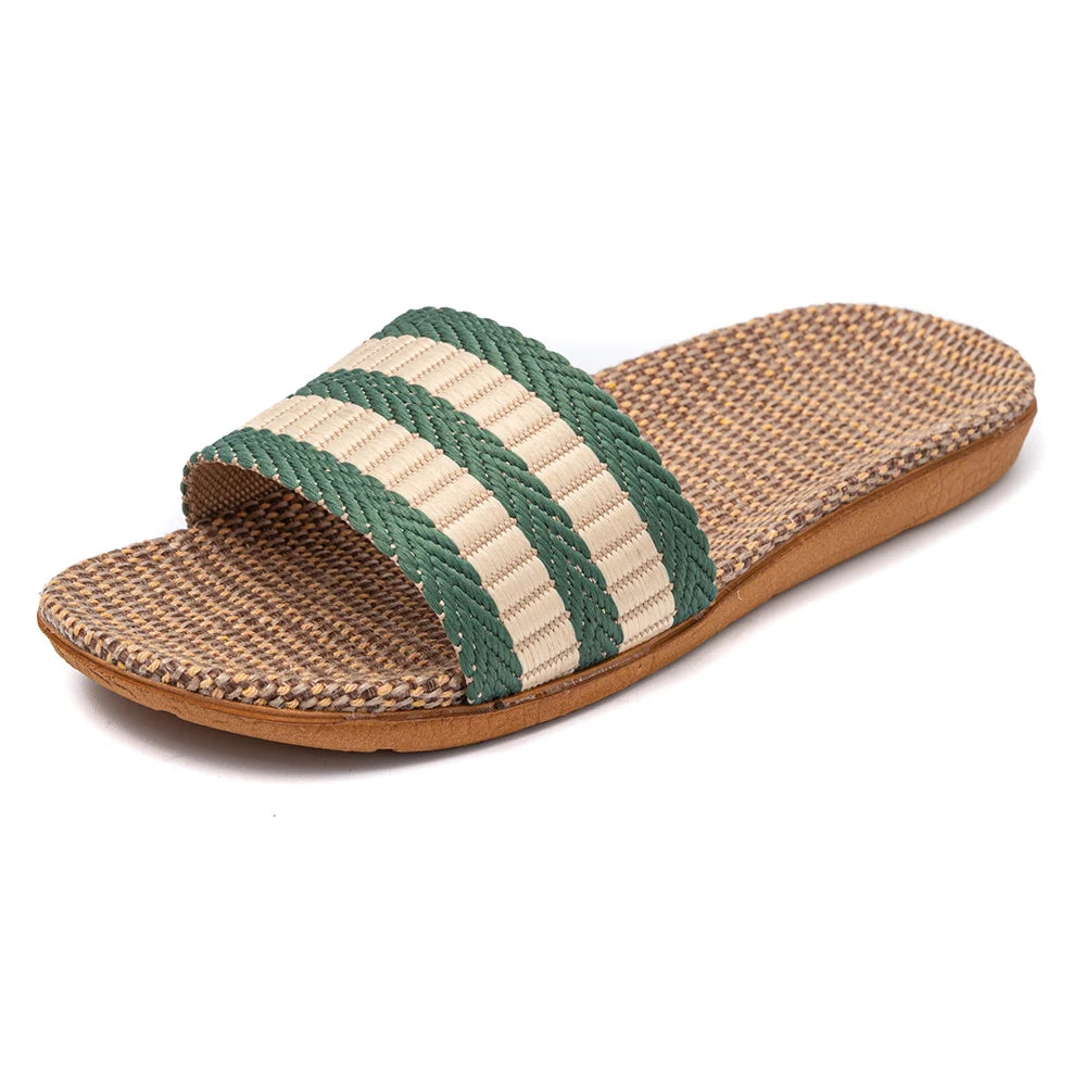 BAIRUILUN Summer Mens Slippers Shoes For Men EVA Flat Sandals Linen Lightweight Casual Slippers Women For Home Free Shipping