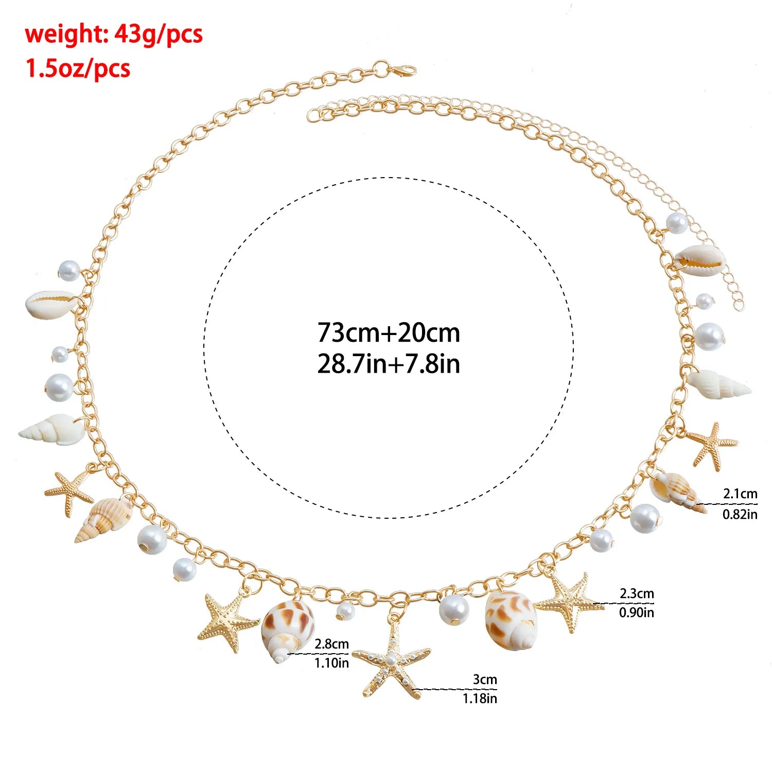 Bohemian Summer Beach Shell Waist Chain for Women Seaside Imitation Pearl Starfish Conch Pendant Body Chain Fashion Jewelry Gift