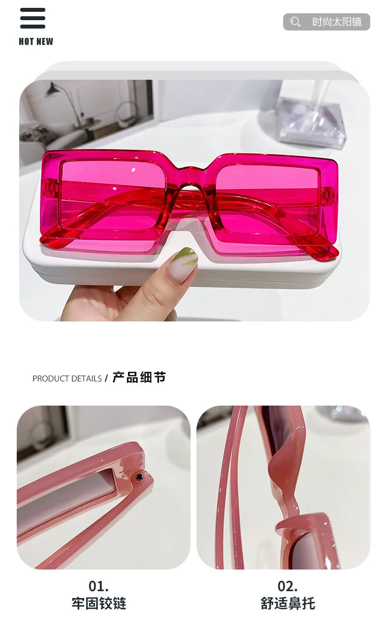 New Small Frame Rectangle Sunglasses Women's Fashion Jelly Color Sun Glasses Women Summer Travel Eyewear UV400 Oculos De Sol (Copy)
