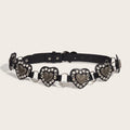 Fashionable Creative Women's Harajuku Heart-Shaped Heart Buckle Y2K Belt Female Black Pu Strap Designer Luxury Jeans Waistband.