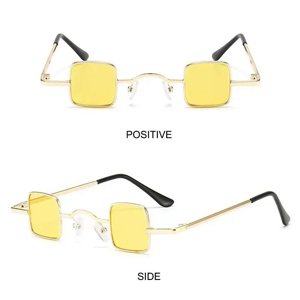 Fashion Small Square Sunglasses Ultra Light Metal Frame Hip Hop Punk Sun Glasses Candy Color Sunglasses Shades for Women Men