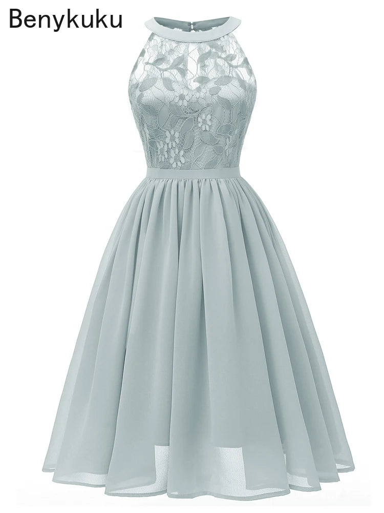 Sweet Lilac Lace Chiffon Pleated Dress Elegant High Waist Women Midi Dresses 2026 Summer Sleeveless Vintage Evening Party Dress