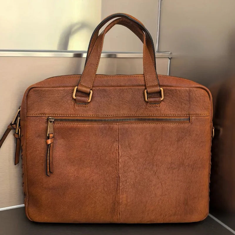 2024 Ruil Retro Men's Crossbody Bag Fashion Crazy Horse Leather briefcase Business handbag