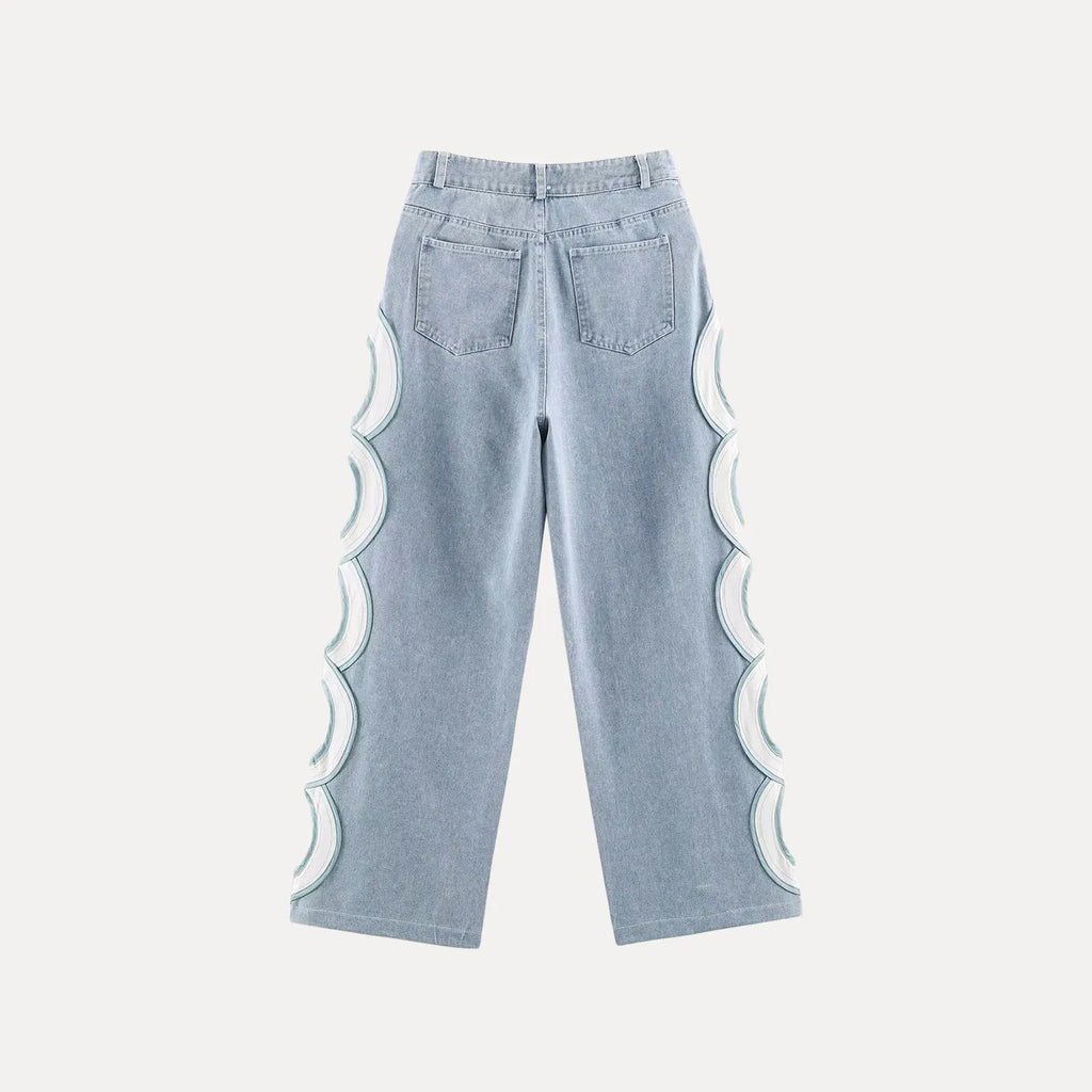 Women's Fashion High Waist Straight Leg Jeans Hollow out Design Summer 2026 Denim Pants Trendy Ladies Premium Standard Fit