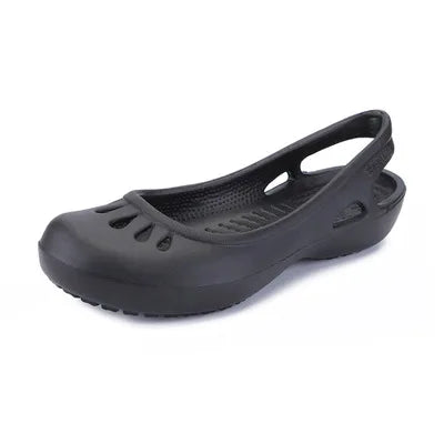 Summer Lightweight Non-Slip Hole Shoes Women's Flat Sandals Nurse Shoes Casual Jelly Beach Shoes Female Waterproof Flip Flops