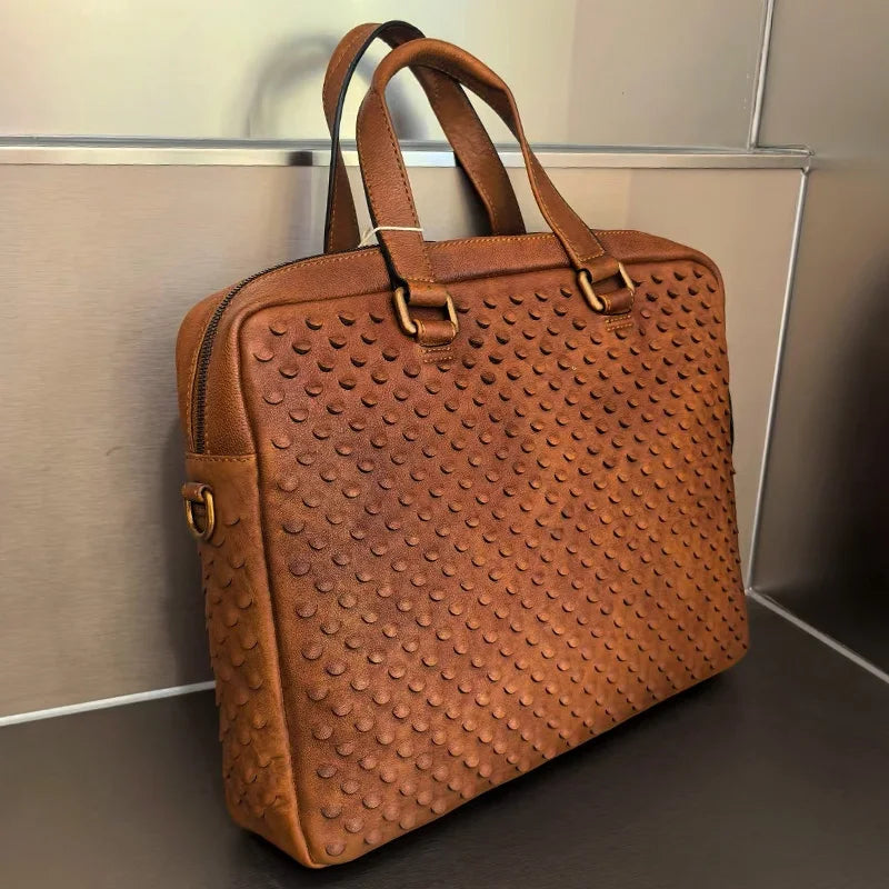 2024 Ruil Retro Men's Crossbody Bag Fashion Crazy Horse Leather briefcase Business handbag