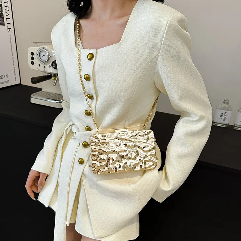 MOODS Luxury Golden Evening Bags For Women Wedding Dinner Party Chain Shoulder Cross Body Bag 2024 Designer Purses And Handbags