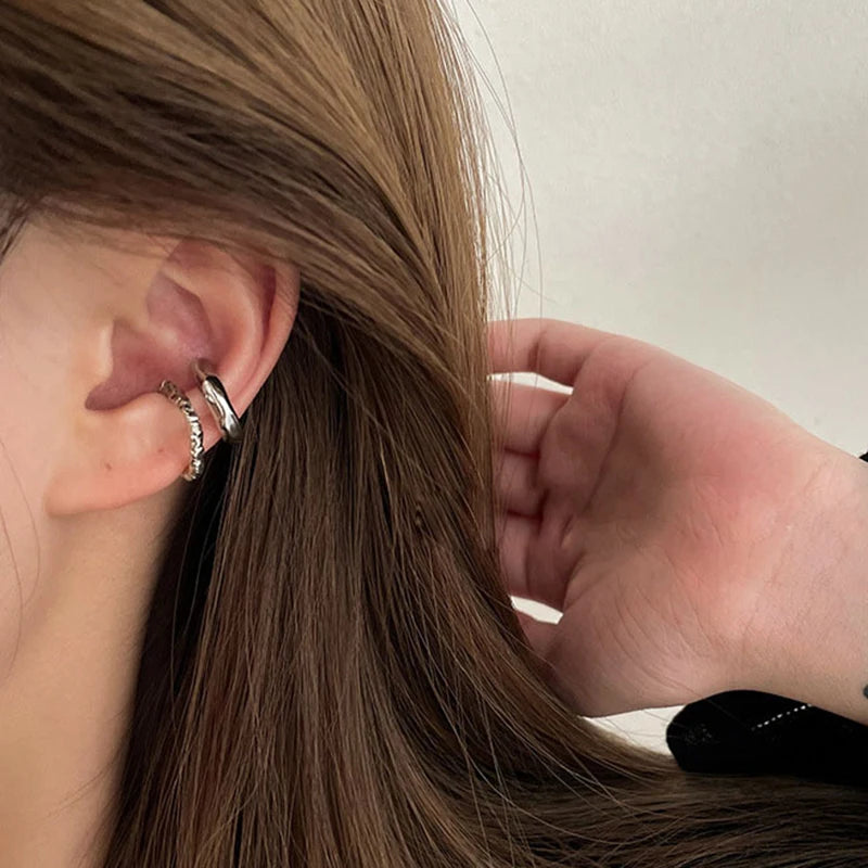Punk Irregular Geometric Ear Cuff Earrings for Women Non-Piercing Metal Ear Clip Earring Fake Cartilage Fashion Jewelry Party