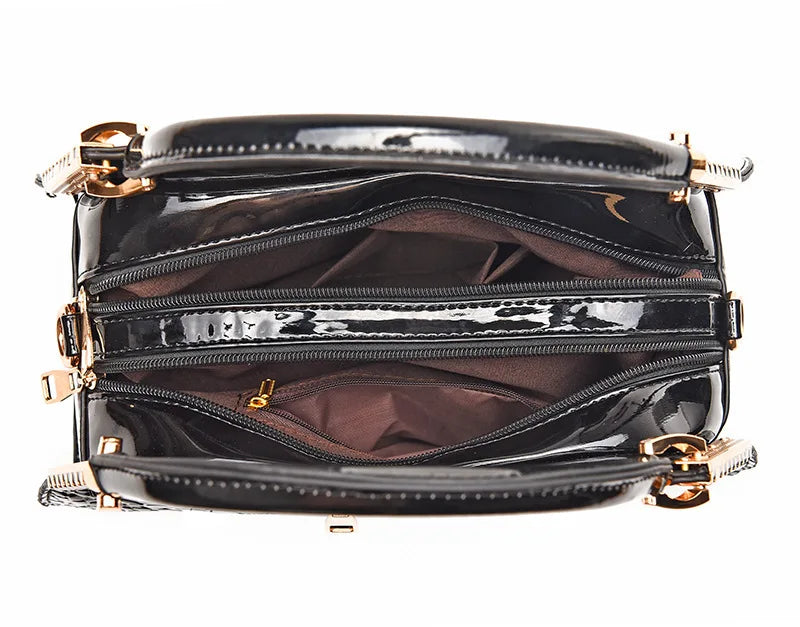 Patent Leather Shoulder Crossbody Hand Bags for Women Brand Luxury Handbags Women Bags Designer Hobos Two Layers Sac Handbags Rumanglobalcraft