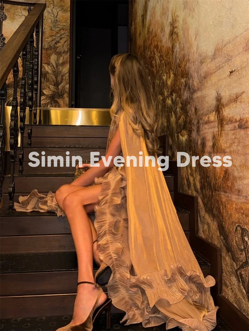 Simin Customized Women's V-neck Ruffles A Line Evening Dresses Sleeveless With Shawl Ankle-Length Elegant Party Dresses 2026.