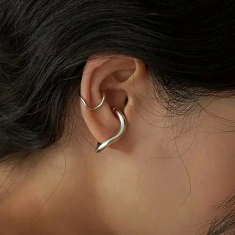 Punk Irregular Geometric Ear Cuff Earrings for Women Non-Piercing Metal Ear Clip Earring Fake Cartilage Fashion Jewelry Party