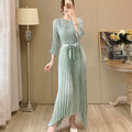 High Quality Workmanship, Versatile Women's Clothing, Irregular Lace Up Temperament, Elegant Long Dress Miyake Robe