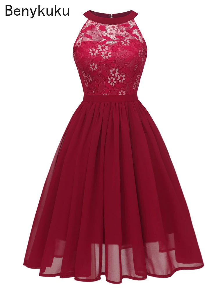 Sweet Lilac Lace Chiffon Pleated Dress Elegant High Waist Women Midi Dresses 2026 Summer Sleeveless Vintage Evening Party Dress