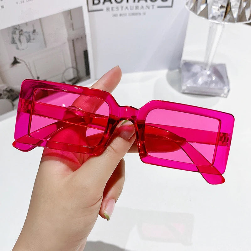 New Small Frame Rectangle Sunglasses Women's Fashion Jelly Color Sun Glasses Women Summer Travel Eyewear UV400 Oculos De Sol (Copy)