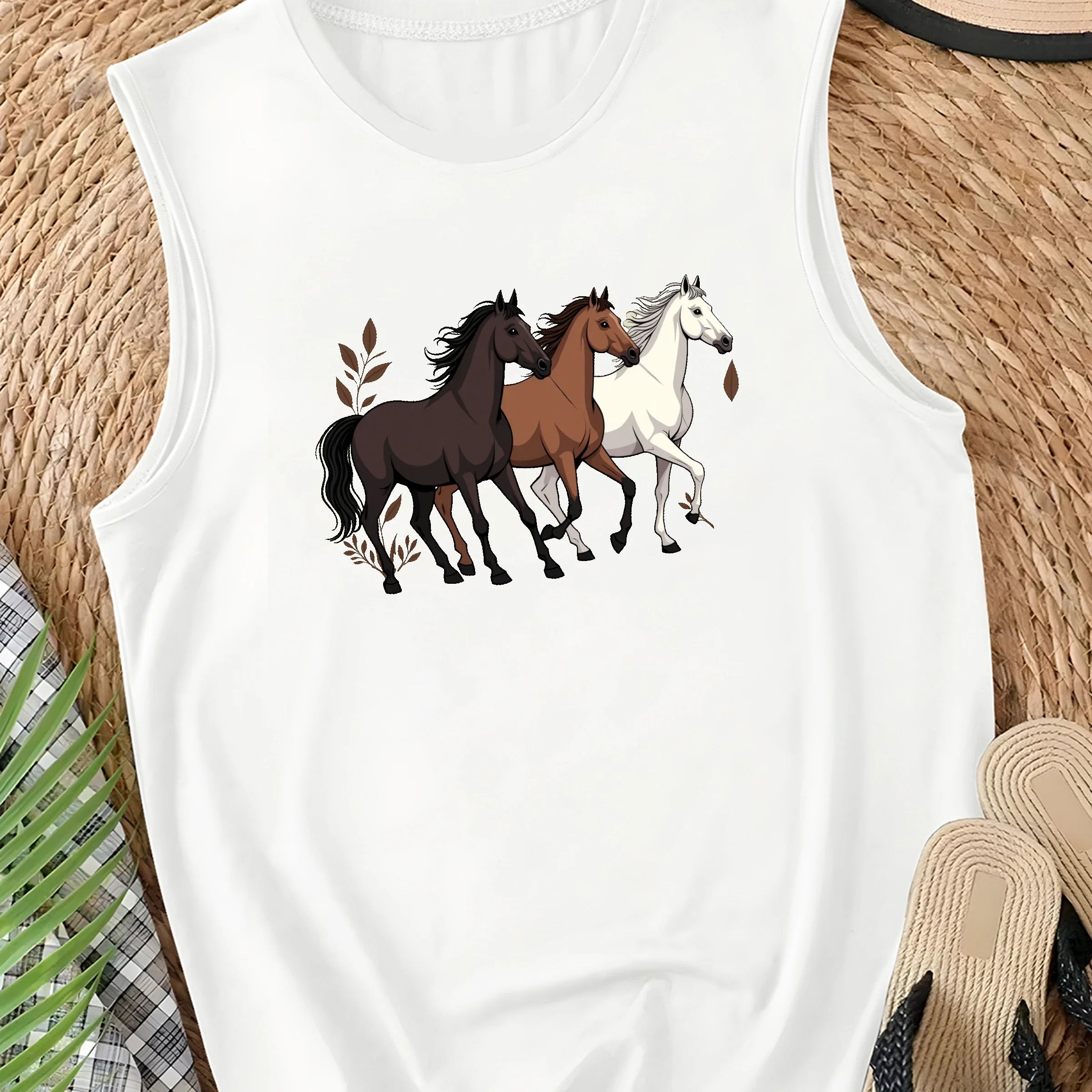 EQUESTRIAN with three horses Women's casual vest (Copy)