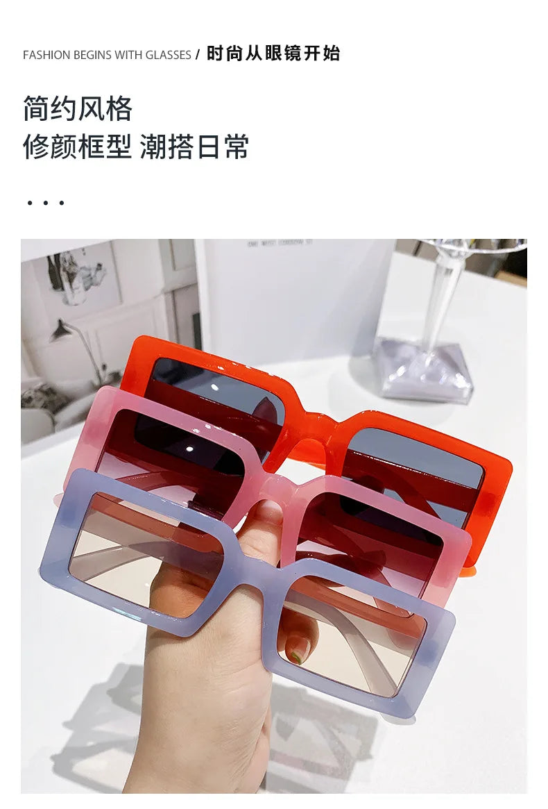 New Small Frame Rectangle Sunglasses Women's Fashion Jelly Color Sun Glasses Women Summer Travel Eyewear UV400 Oculos De Sol (Copy)