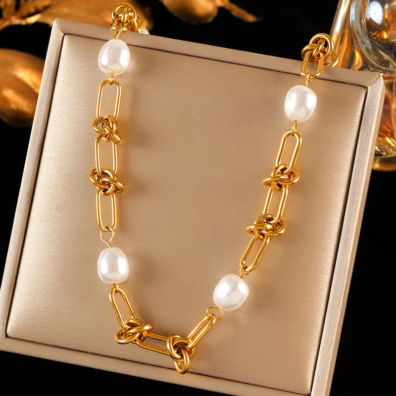 EILIECK 316L Stainless Steel Metal Colored Zircon Chain Necklace Bracelet Set For Women Fashion Statement Waterproof Jewelry (Copy)