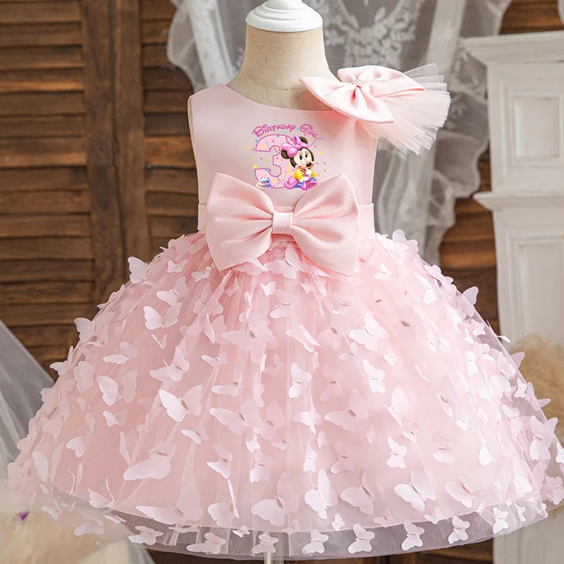 Girl Birthday Princess Dress Kid Clothes Mickey Minnie Mouse Party Outfits Evening Party Tulle Dress Wedding Wear Bowknot Dress