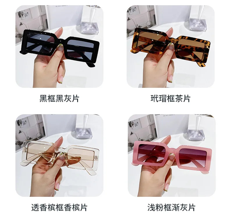 New Small Frame Rectangle Sunglasses Women's Fashion Jelly Color Sun Glasses Women Summer Travel Eyewear UV400 Oculos De Sol (Copy)