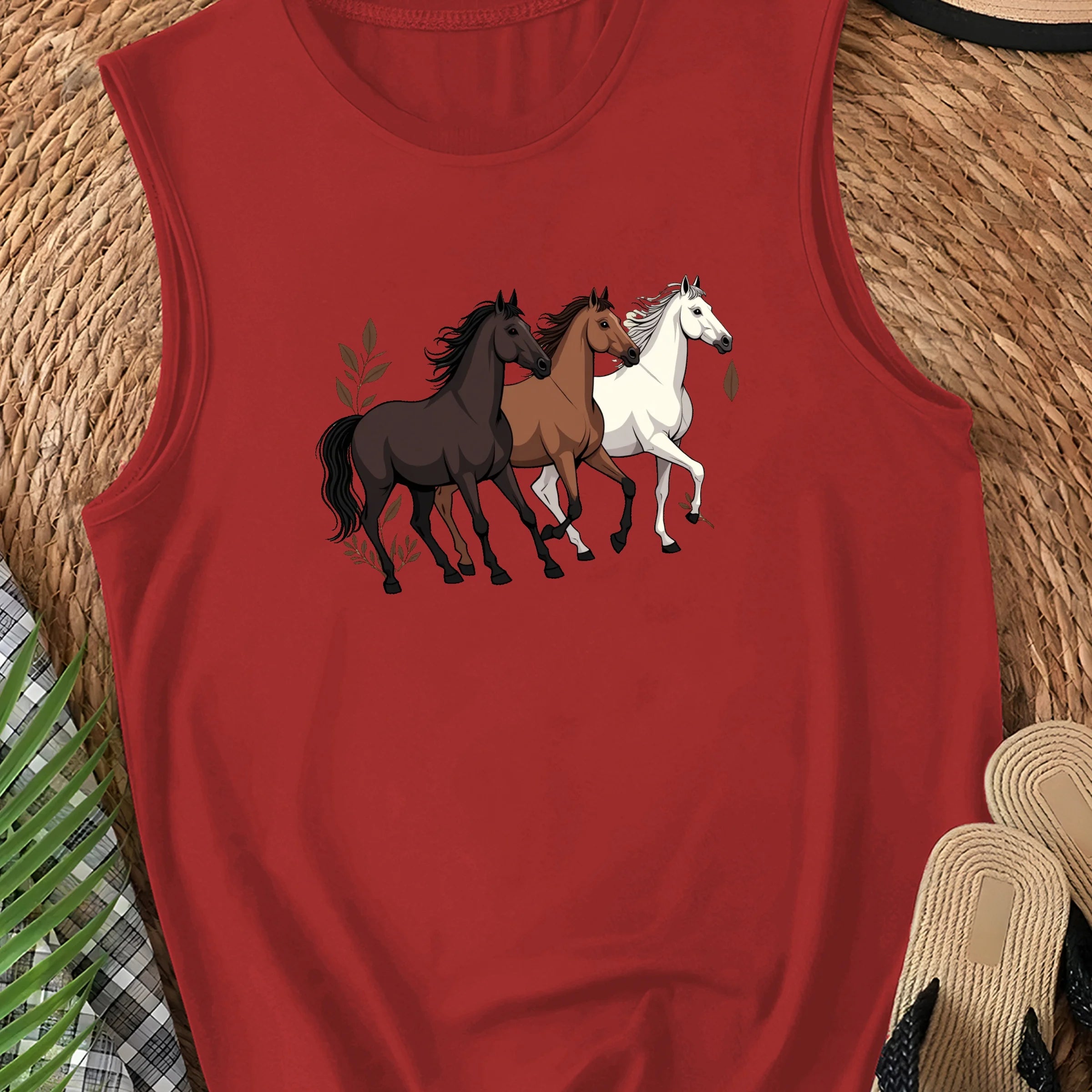EQUESTRIAN with three horses Women's casual vest (Copy)