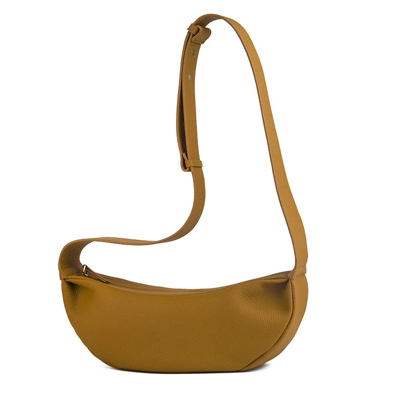 Donna-in Genuine Leather Shoulder Cross-body Bag Women Men Classic Casual Black Hobos Chest Bag Comfortable Wide Shoulder Strap