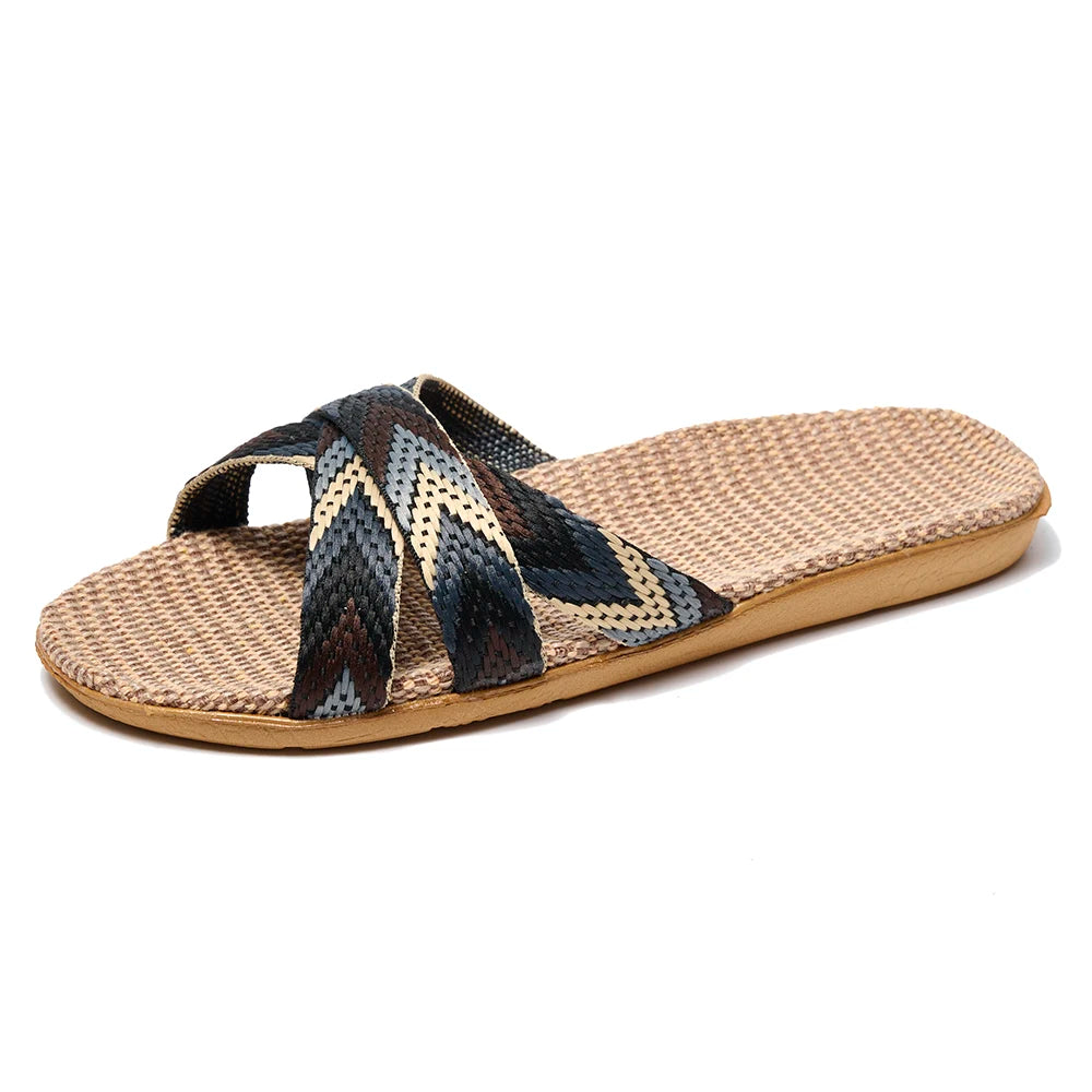 BAIRUILUN Summer Mens Slippers Shoes For Men EVA Flat Sandals Linen Lightweight Casual Slippers Women For Home Free Shipping
