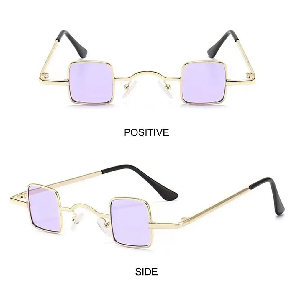 Fashion Small Square Sunglasses Ultra Light Metal Frame Hip Hop Punk Sun Glasses Candy Color Sunglasses Shades for Women Men