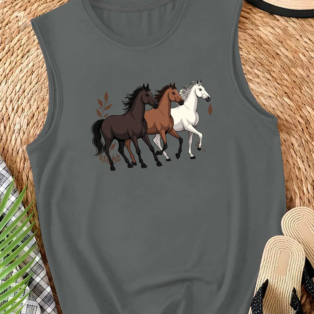 EQUESTRIAN with three horses Women's casual vest (Copy)