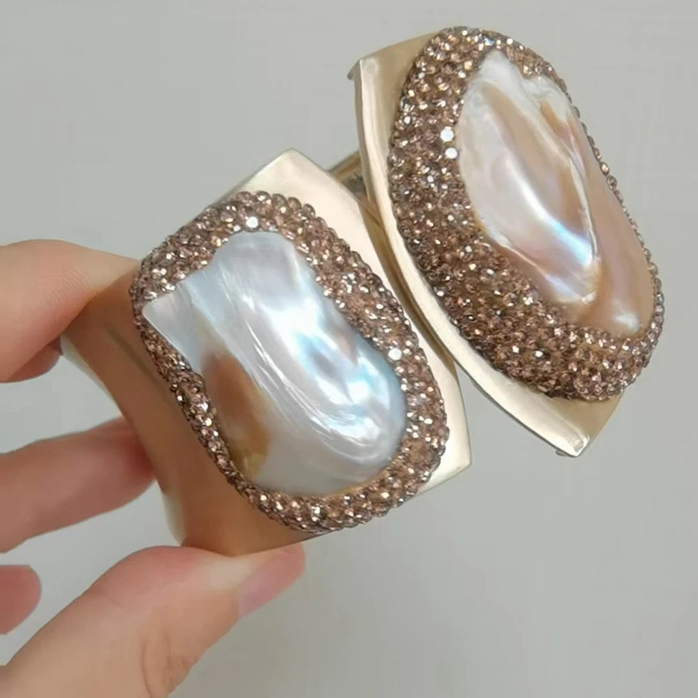 Natural Freshwater Pearl Cuff Bracelet for Women Personalized Irregular Baroque Pearl Bangle Birthday Party Exquisite Jewelry Rumanglobalcraft