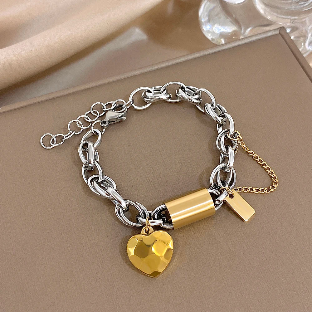 Greatera Light Luxury Twisted Steel Ball Gold Chain Bracelet Charm Two Tone Waterproof Unique Artistic Popular Men Women Bangle