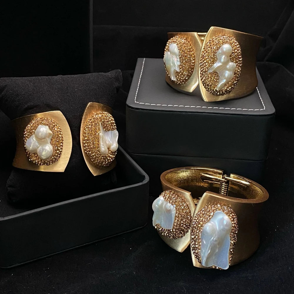 Natural Freshwater Pearl Cuff Bracelet for Women Personalized Irregular Baroque Pearl Bangle Birthday Party Exquisite Jewelry Rumanglobalcraft