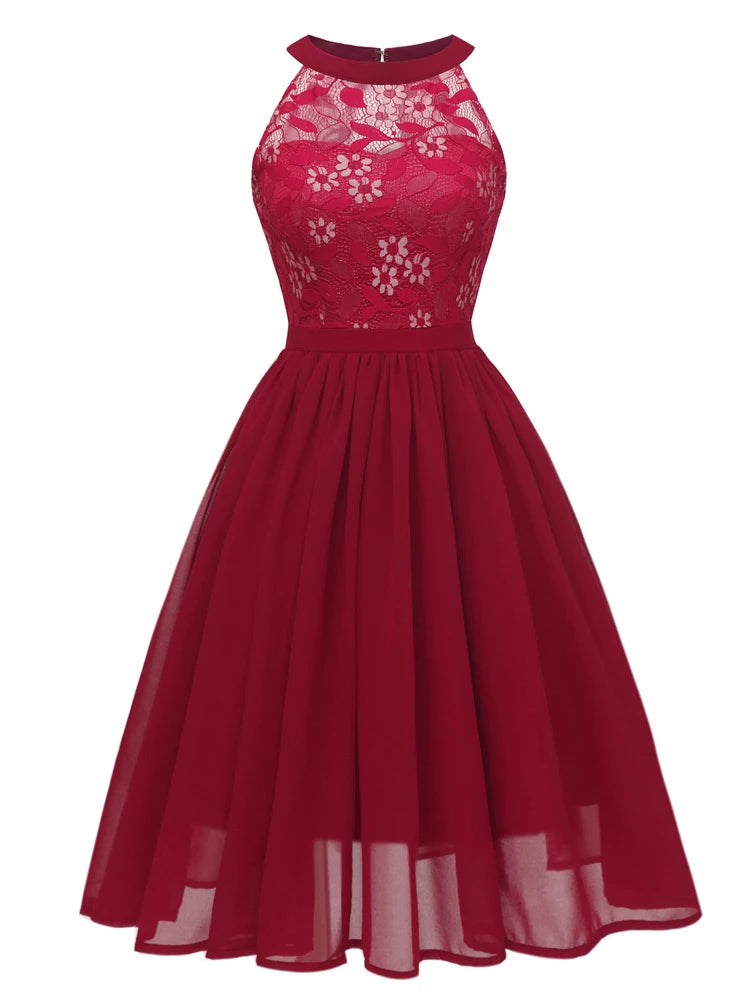 Sweet Lilac Lace Chiffon Pleated Dress Elegant High Waist Women Midi Dresses 2026 Summer Sleeveless Vintage Evening Party Dress
