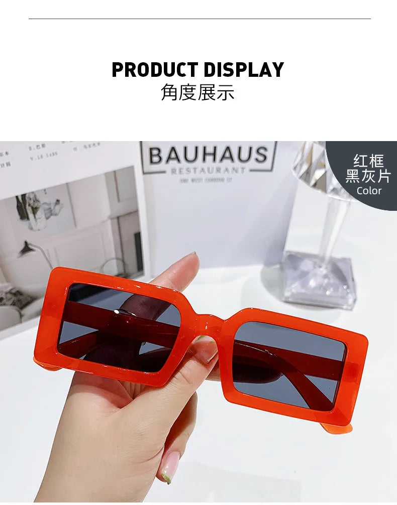 New Small Frame Rectangle Sunglasses Women's Fashion Jelly Color Sun Glasses Women Summer Travel Eyewear UV400 Oculos De Sol (Copy)
