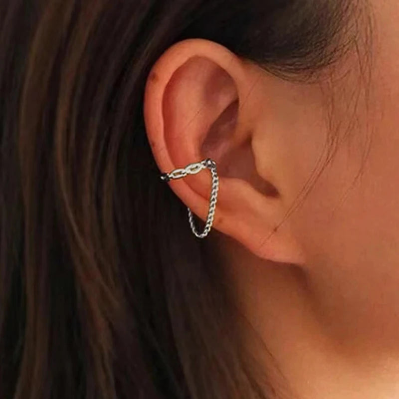 Punk Irregular Geometric Ear Cuff Earrings for Women Non-Piercing Metal Ear Clip Earring Fake Cartilage Fashion Jewelry Party