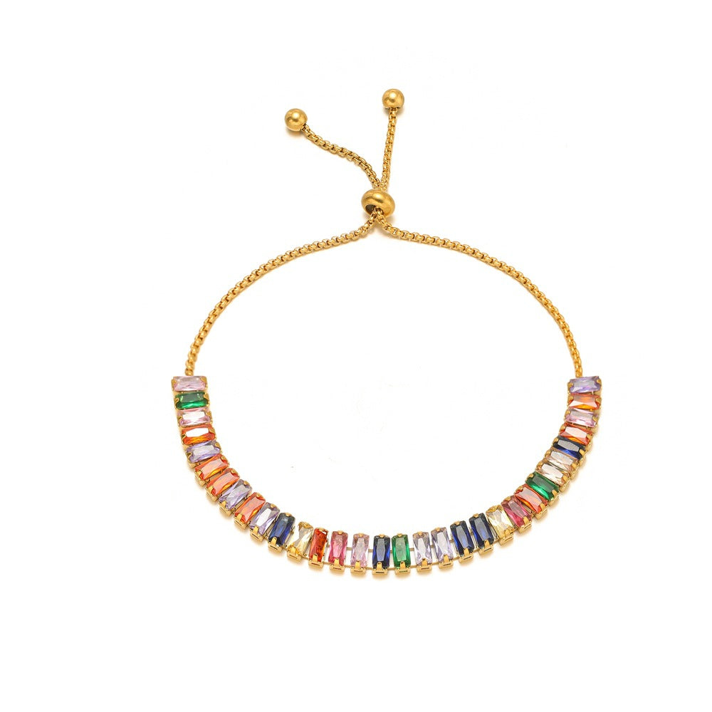 Single-sided Zircon-studded Chain Pearl Bracelet