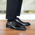 Men's Fashion Distressed Square-Toe Leather Shoes With Wood Grain Pattern