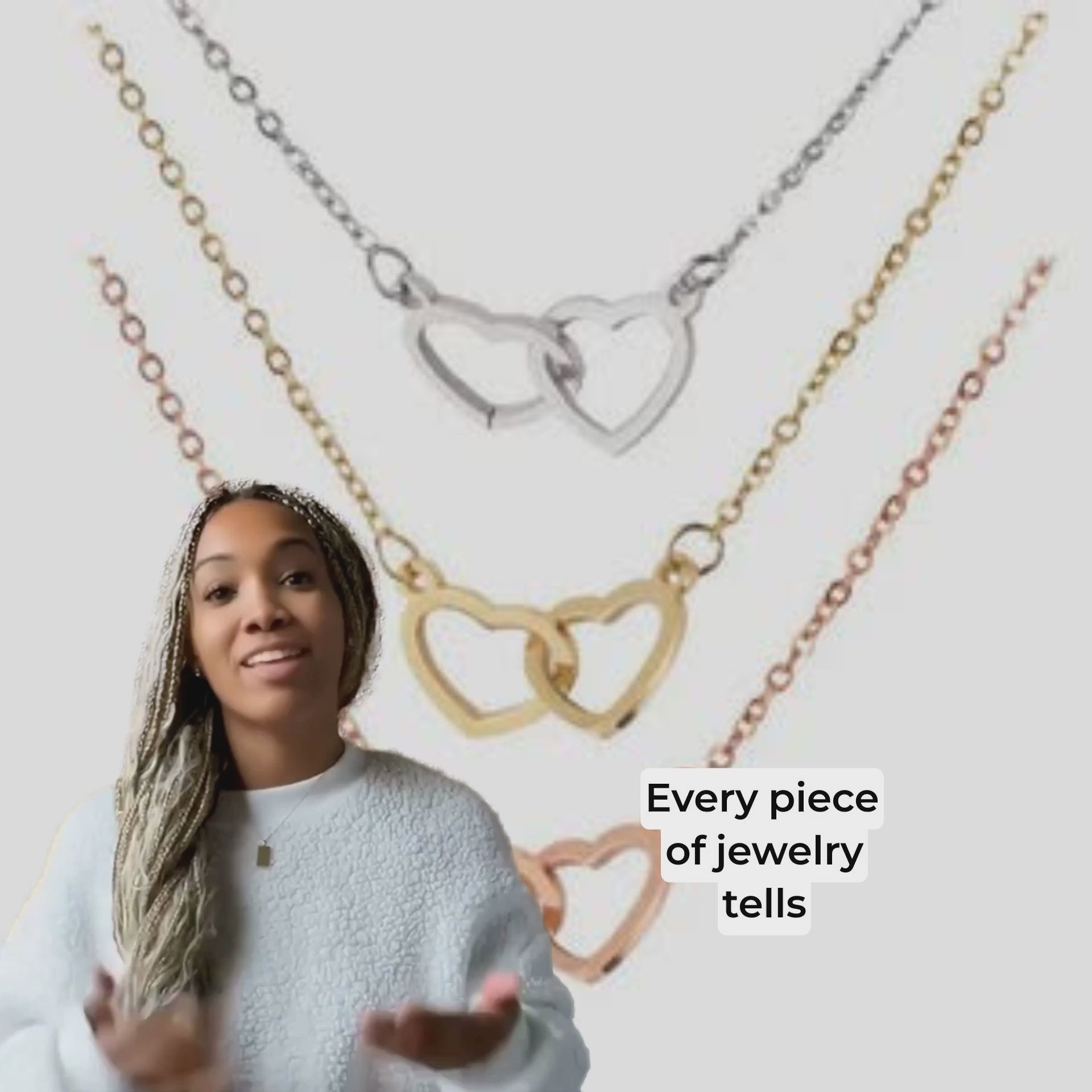 Double Heart Name Necklace - couples necklace