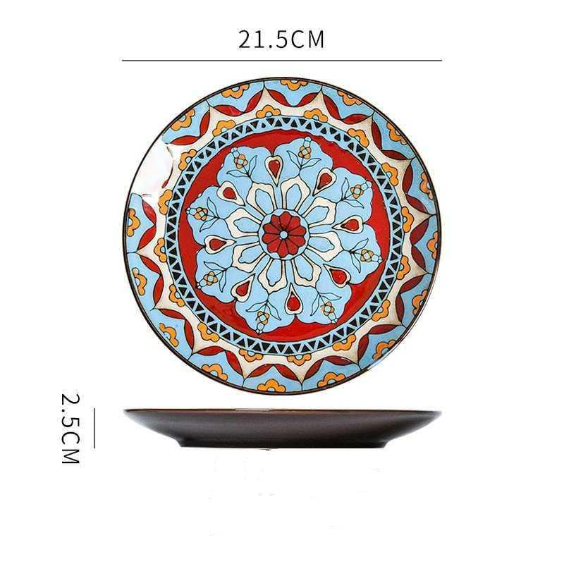 Creative Hand-Painted Ceramic Round Plate for Home Use