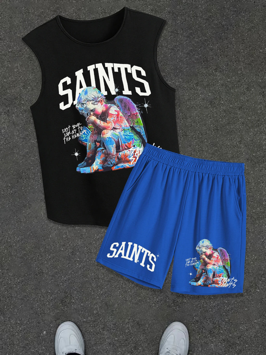 Men's Printed Sleeveless Tank Top and Shorts Set: Casual, Sports, and Leisure Summer Outfits Rumanglobalcraft
