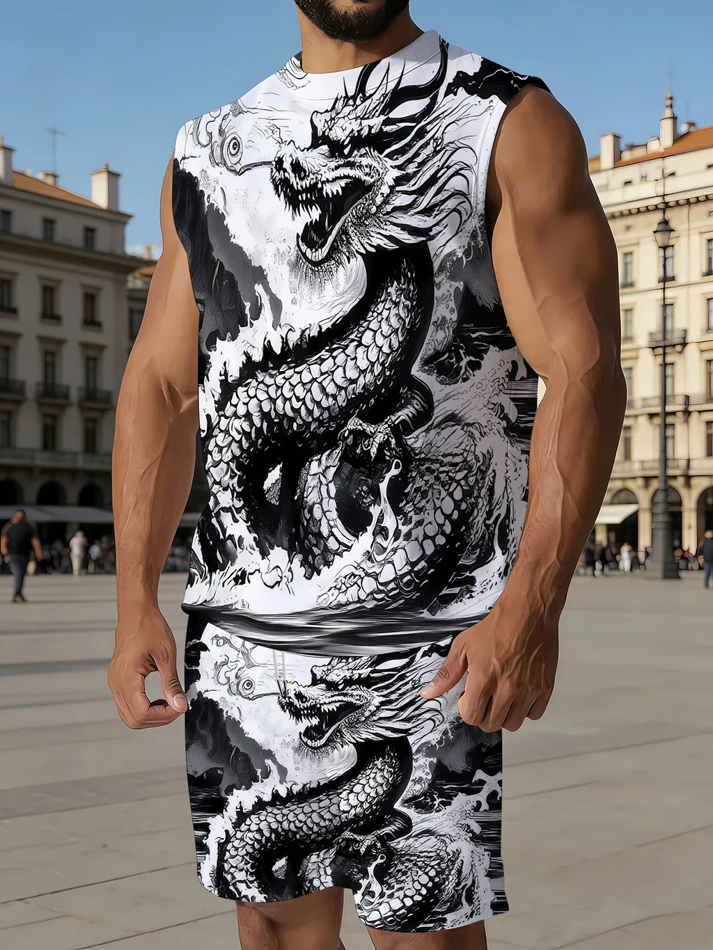 Men's Quick Dry Tank Top and Shorts Set Polyester Athletic Gym Workout 2 Piece Suit Standard Size Rumanglobalcraft