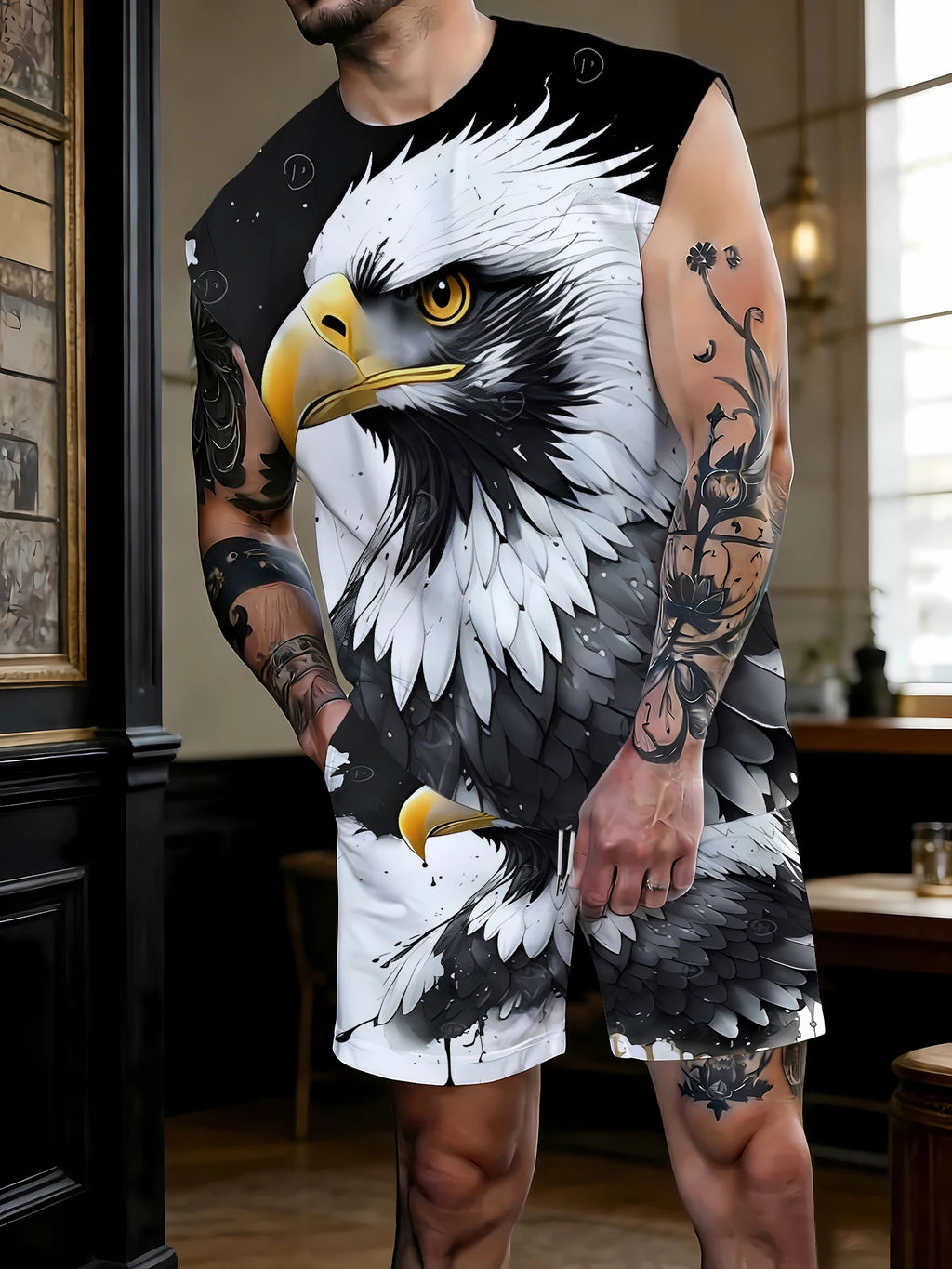 Men's Basic Ribbed Tank Top and Shorts Set Stretchy Polyester Casual Two Piece Set US Size Rumanglobalcraft