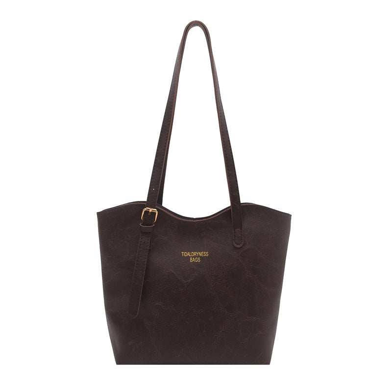 Retro Large Capacity PU Tote Bag for Women