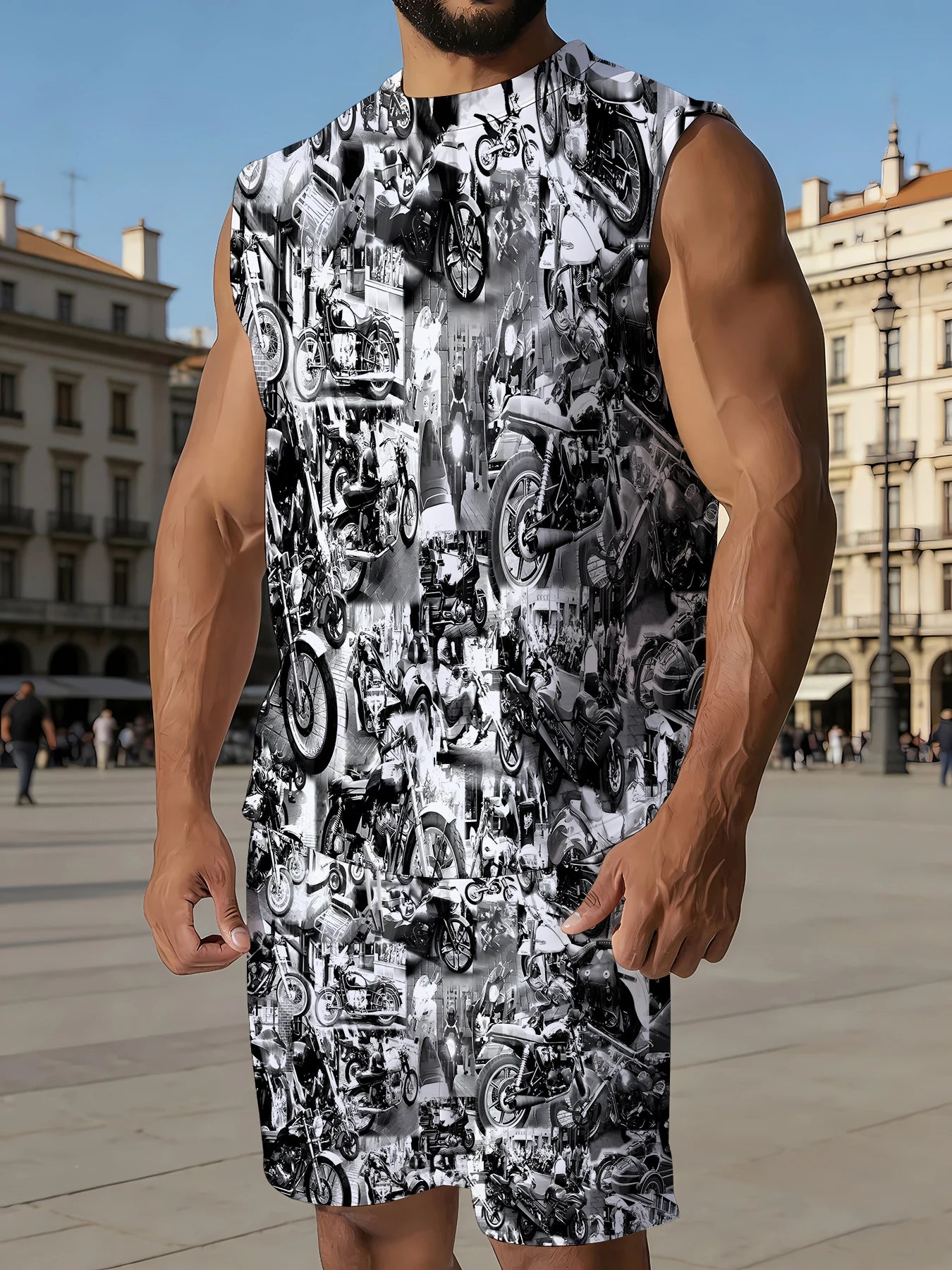 Men's Solid Color Tank Top and Shorts Set Comfortable Polyester Lounge Set Casual Streetwear True to Size Rumanglobalcraft