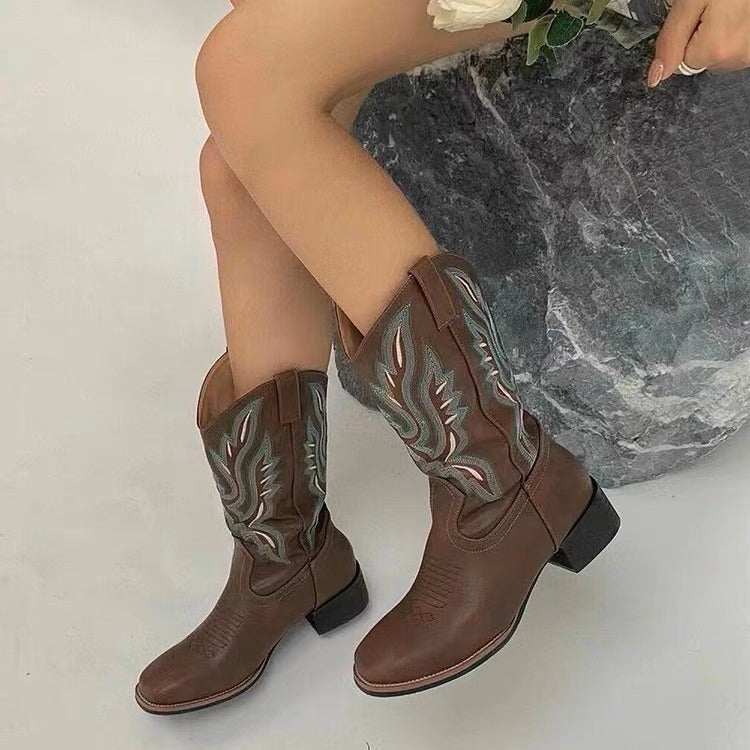 Vintage Embroidered Western Cowboy Boots