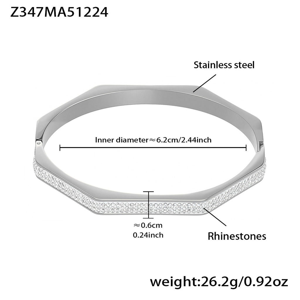 Stainless Steel Ultra-Shiny Full-Crystal Clip Bracelet