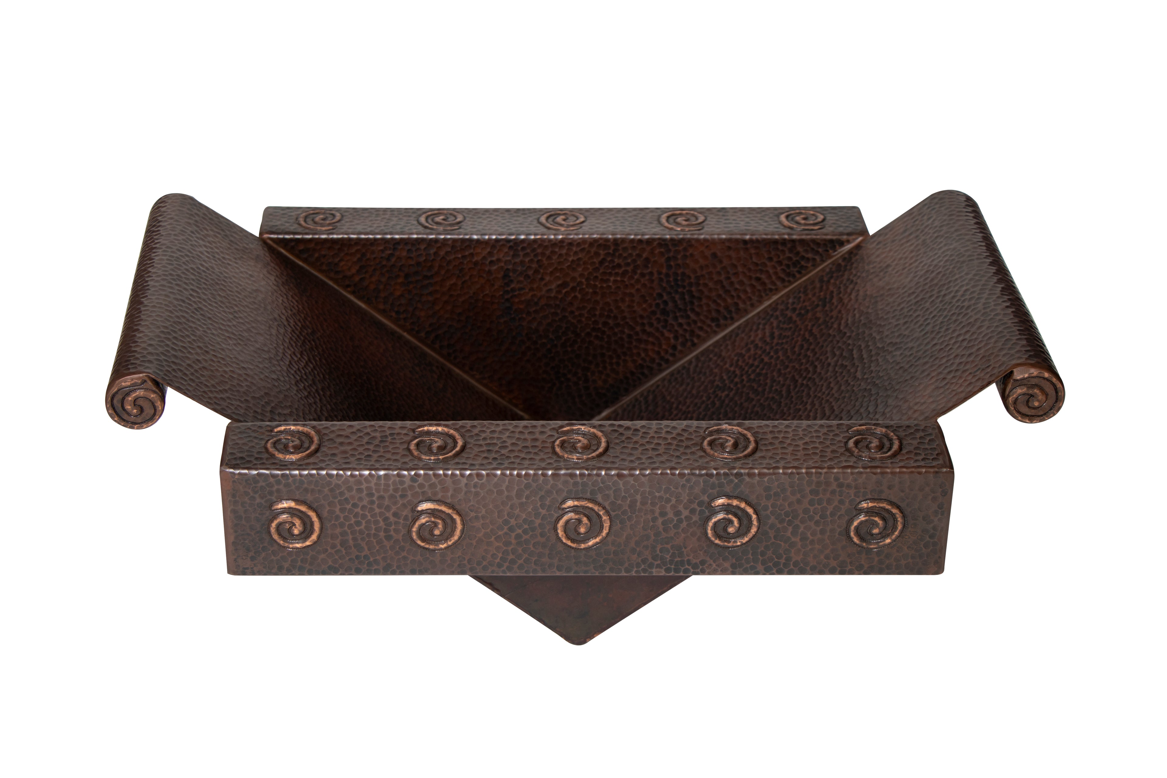 17" Rectangular Apron Inclined Bottom Hammered Copper Bathroom Sink