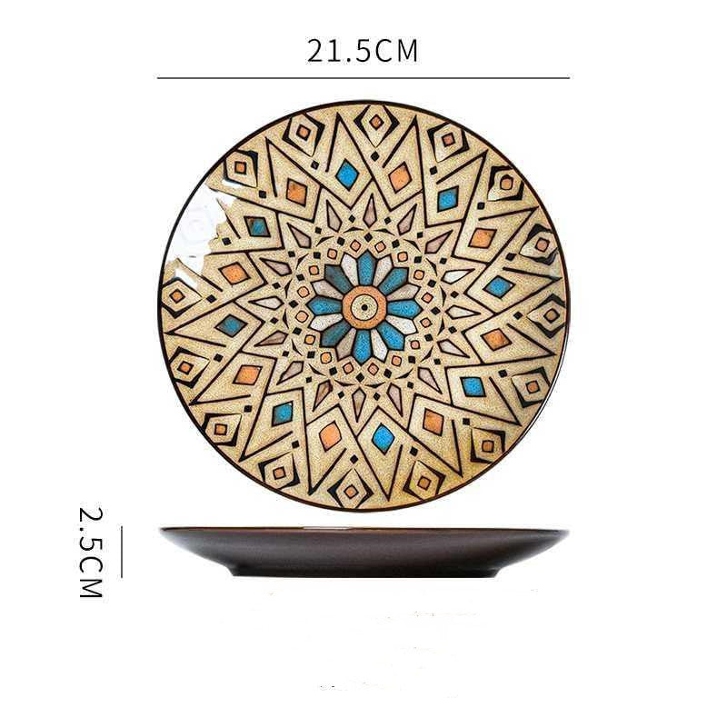Creative Hand-Painted Ceramic Round Plate for Home Use