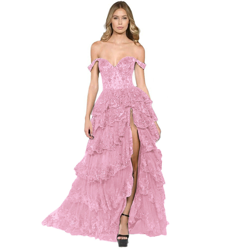 Off-Shoulder Evening Dress with Slimming Fit