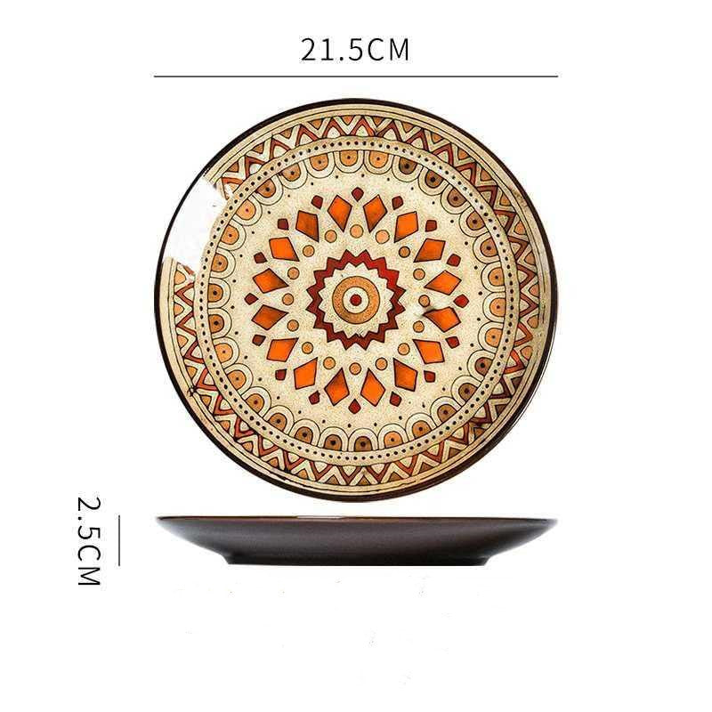 Creative Hand-Painted Ceramic Round Plate for Home Use